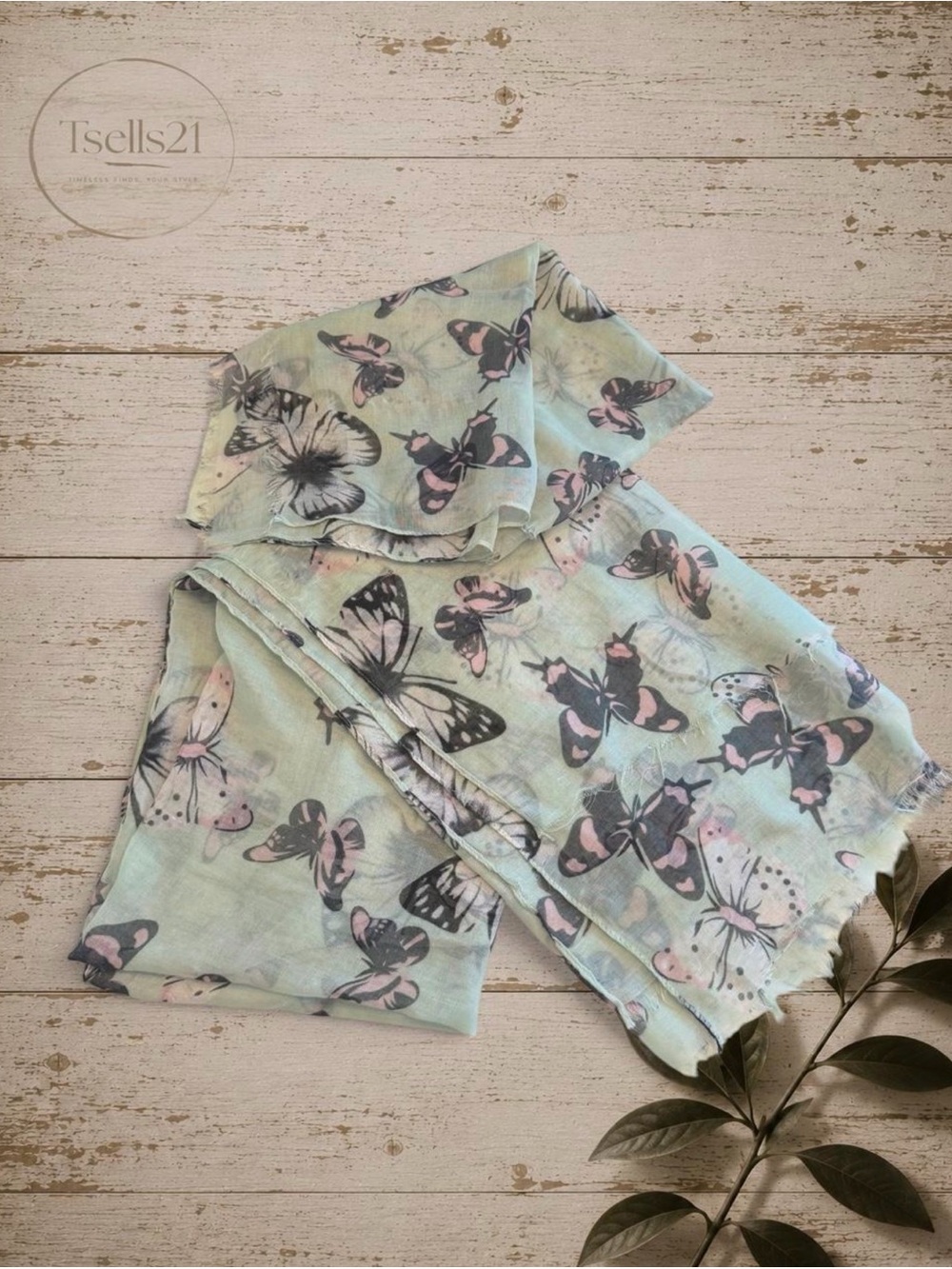 Mint Green Butterfly Fabric / Scrap Material